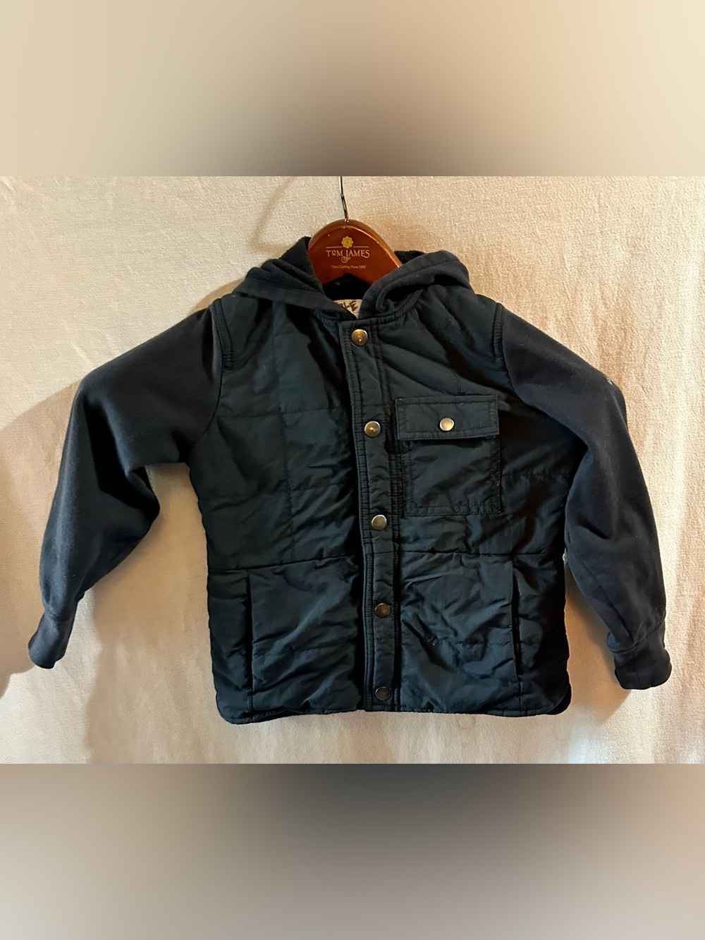 Black Columbia Columbia Toddler XXS 4/5 Black Hooded Fleece Quilted Snap Jacket